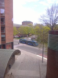 Utsikt från andra våningen på väg upp till Jensen gymnasium